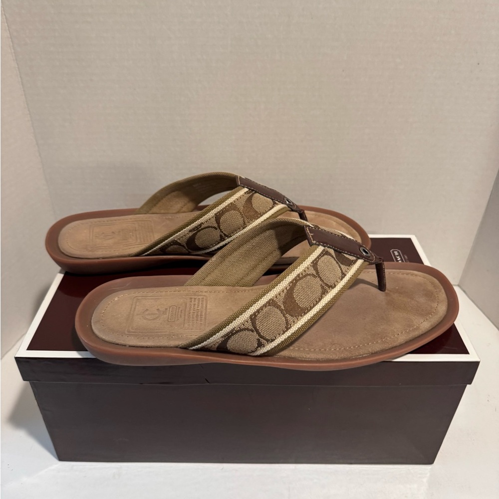 Coach Signature Morrison Brown and Tan Flip Flops - Picture 4 of 6